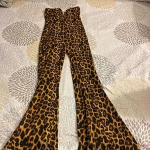 Flare strapless jumpsuit